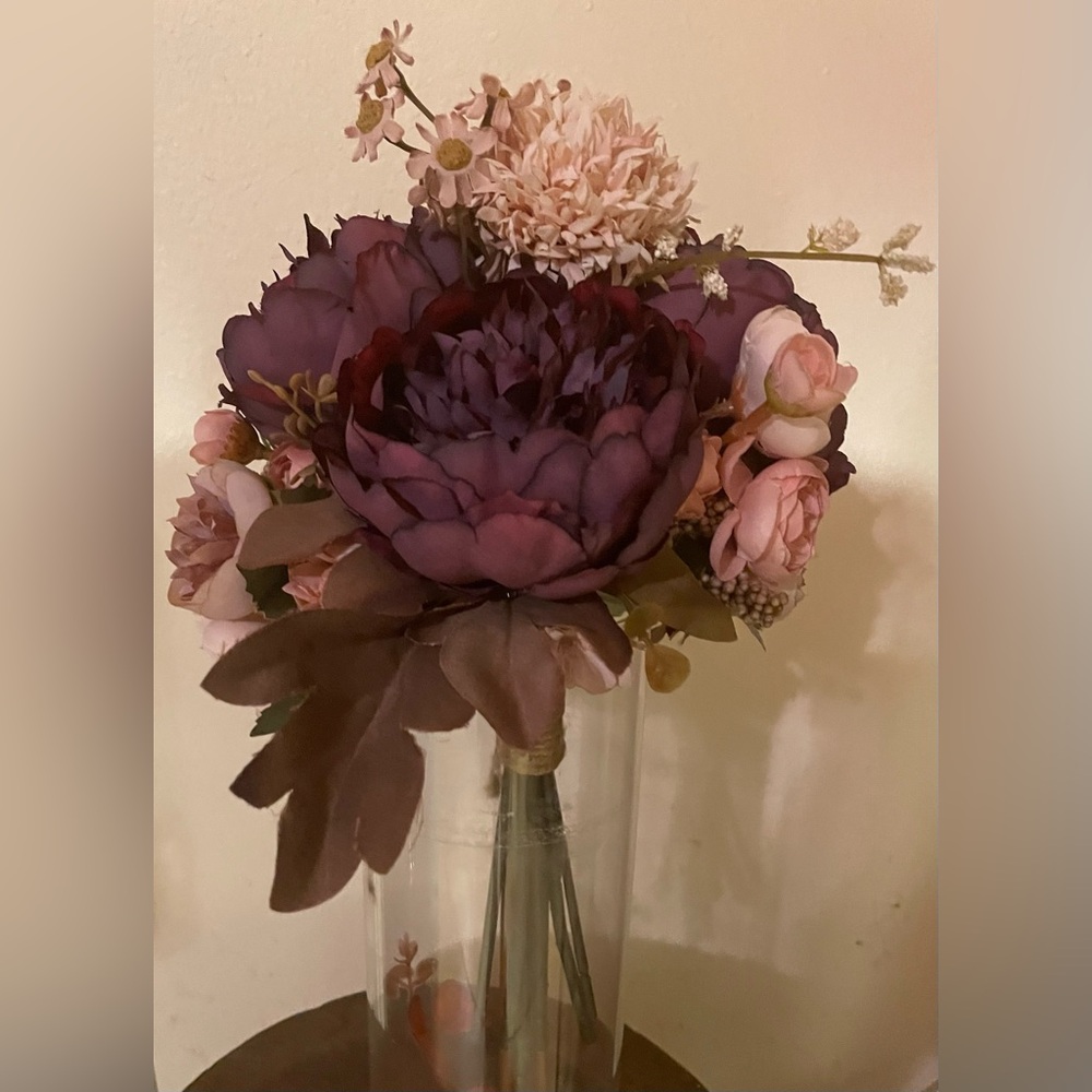 Floral Bouquet in Deep Plum and Blush (Vase not included)